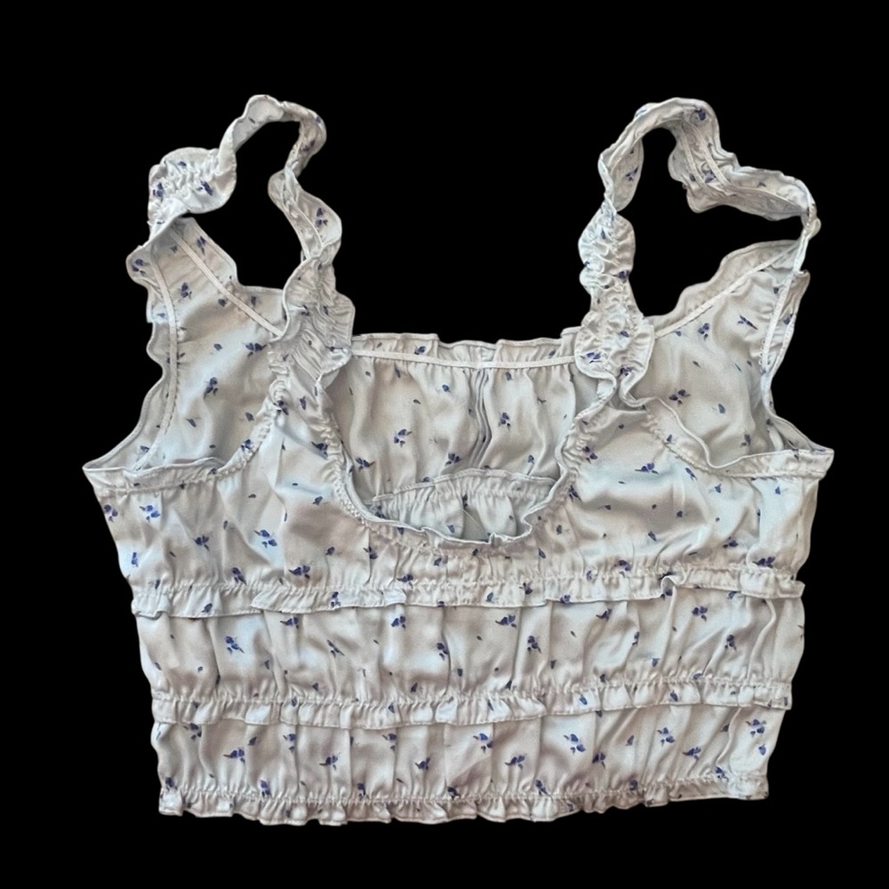 Zara Floral Ruffle White Crop Top - Picture 6 of 7